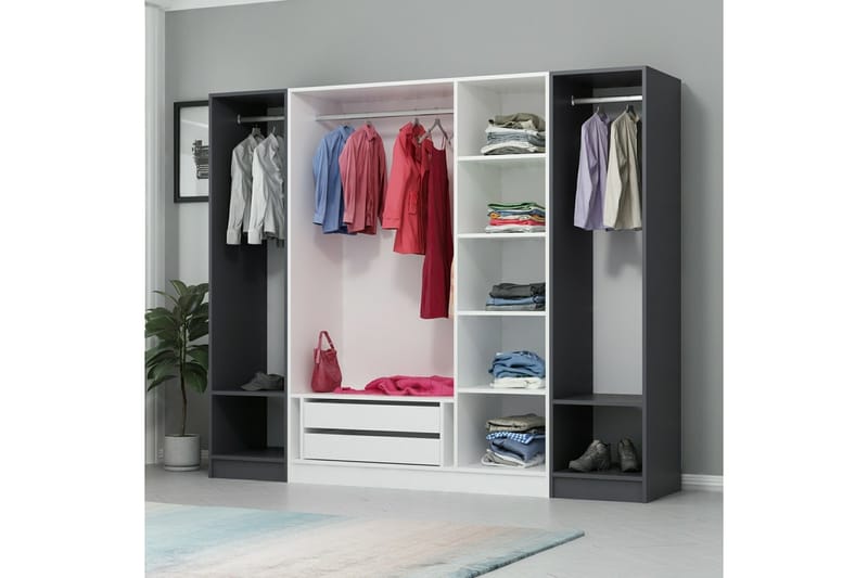 Fruitland Garderobe 225 cm - Hvit/Grå - Oppbevaring - Klesoppbevaring - Garderober & garderobesystem