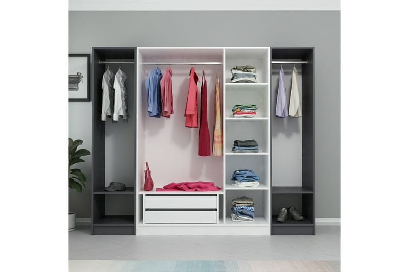 Fruitland Garderobe 225 cm - Hvit/Grå - Oppbevaring - Klesoppbevaring - Garderober & garderobesystem