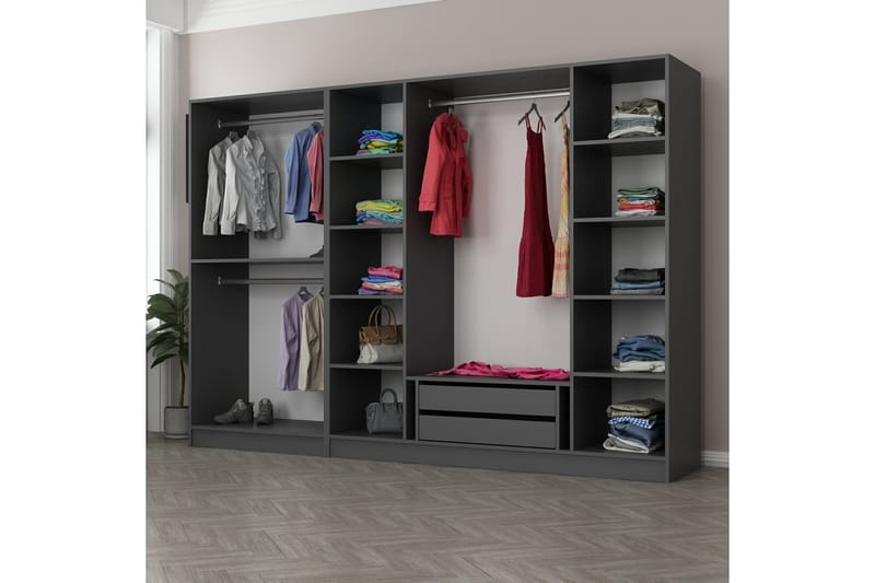 Fruitland Garderobe 270 cm - Antrasitt - Oppbevaring - Klesoppbevaring - Garderober & garderobesystem