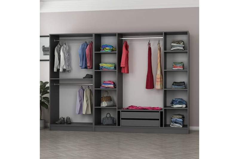 Fruitland Garderobe 270 cm - Antrasitt - Oppbevaring - Klesoppbevaring - Garderober & garderobesystem