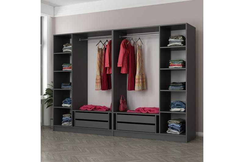 Fruitland Garderobe 270 cm - Antrasitt - Oppbevaring - Klesoppbevaring - Garderober & garderobesystem