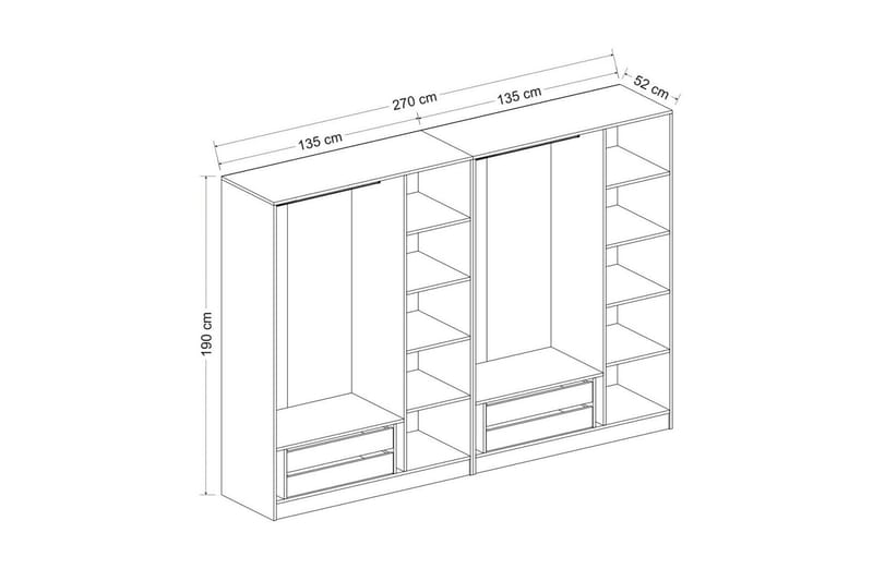 Fruitland Garderobe 270 cm - Antrasitt - Oppbevaring - Klesoppbevaring - Garderober & garderobesystem