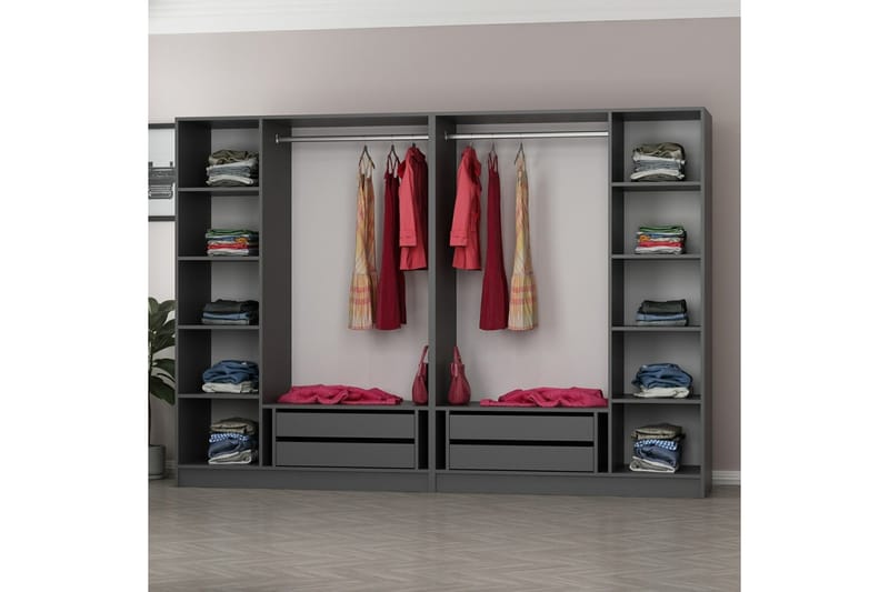 Fruitland Garderobe 270 cm - Antrasitt - Oppbevaring - Klesoppbevaring - Garderober & garderobesystem