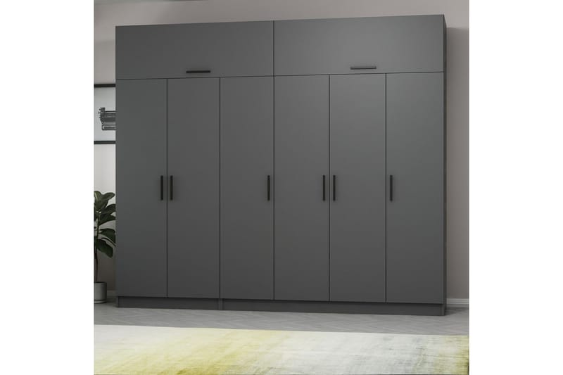 Fruitland Garderobe 270 cm - Antrasitt - Oppbevaring - Klesoppbevaring - Garderober & garderobesystem