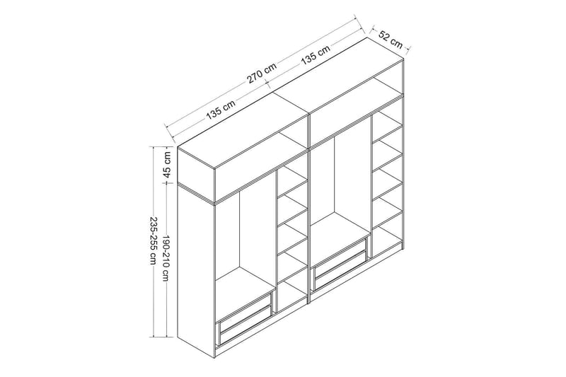 Fruitland Garderobe 270 cm - Brun - Oppbevaring - Klesoppbevaring - Garderober & garderobesystem