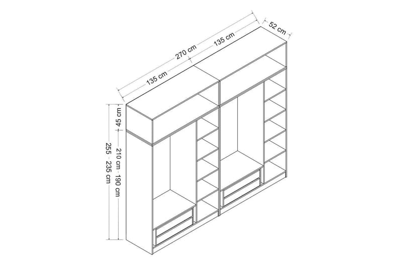 Fruitland Garderobe 270 cm - Brun/Grå - Oppbevaring - Klesoppbevaring - Garderober & garderobesystem