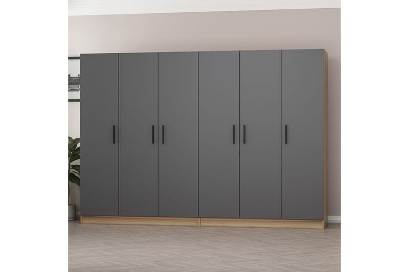 Fruitland Garderobe 270 cm - Grå/Brun - Oppbevaring - Klesoppbevaring - Garderober & garderobesystem