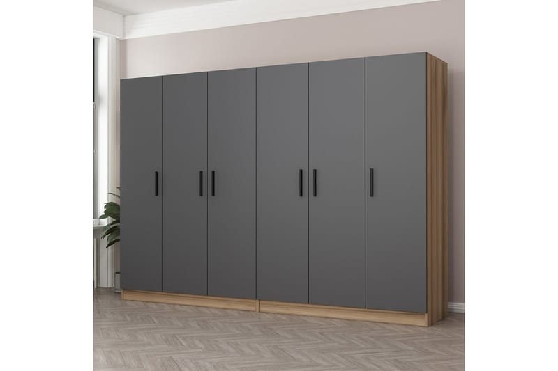 Fruitland Garderobe 270 cm - Grå/Brun - Oppbevaring - Klesoppbevaring - Garderober & garderobesystem