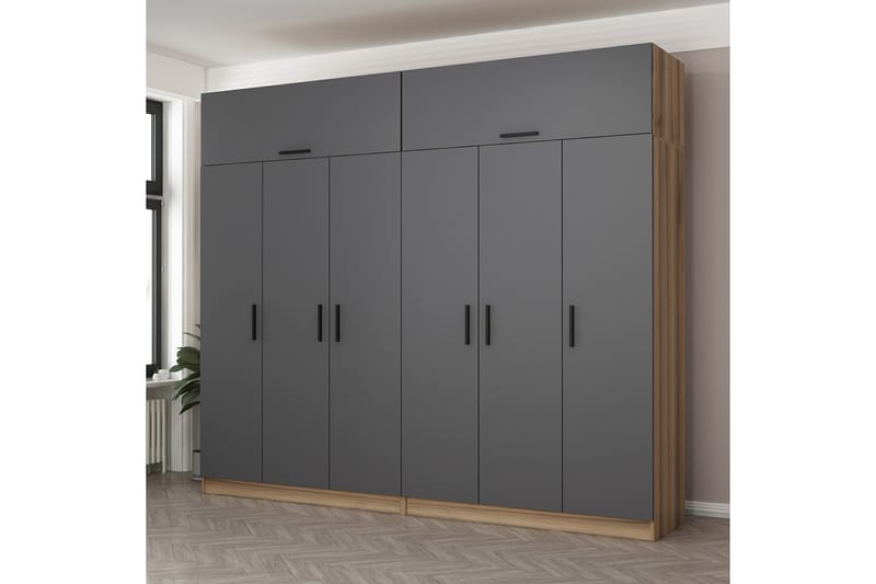 Fruitland Garderobe 270 cm - Grå/Brun - Oppbevaring - Klesoppbevaring - Garderober & garderobesystem