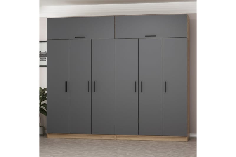 Fruitland Garderobe 270 cm - Grå/Brun - Oppbevaring - Klesoppbevaring - Garderober & garderobesystem