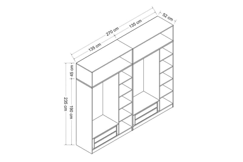 Fruitland Garderobe 270 cm - Hvit - Oppbevaring - Klesoppbevaring - Garderober & garderobesystem