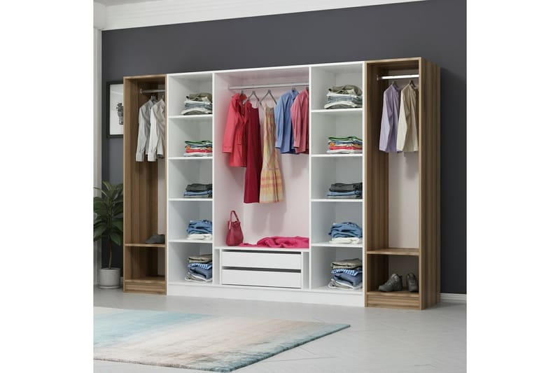 Fruitland Garderobe 270 cm - Hvit/Brun - Oppbevaring - Klesoppbevaring - Garderober & garderobesystem