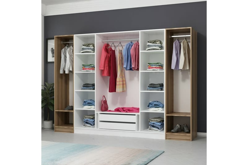 Fruitland Garderobe 270 cm - Hvit/Brun - Oppbevaring - Klesoppbevaring - Garderober & garderobesystem