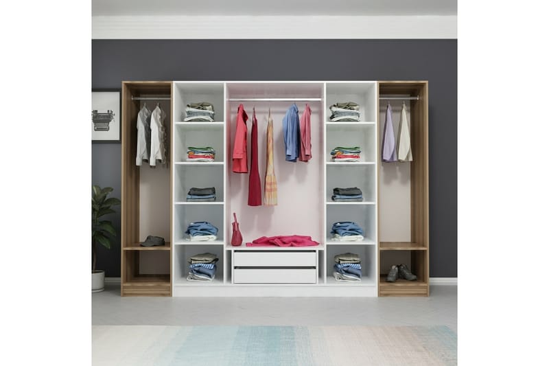 Fruitland Garderobe 270 cm - Hvit/Brun - Oppbevaring - Klesoppbevaring - Garderober & garderobesystem