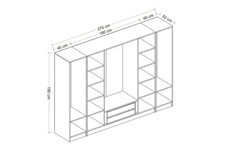 Fruitland Garderobe 270 cm - Hvit/Brun - Oppbevaring - Klesoppbevaring - Garderober & garderobesystem