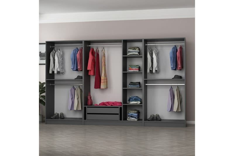 Fruitland Garderobe 315 cm - Antrasitt - Oppbevaring - Klesoppbevaring - Garderober & garderobesystem