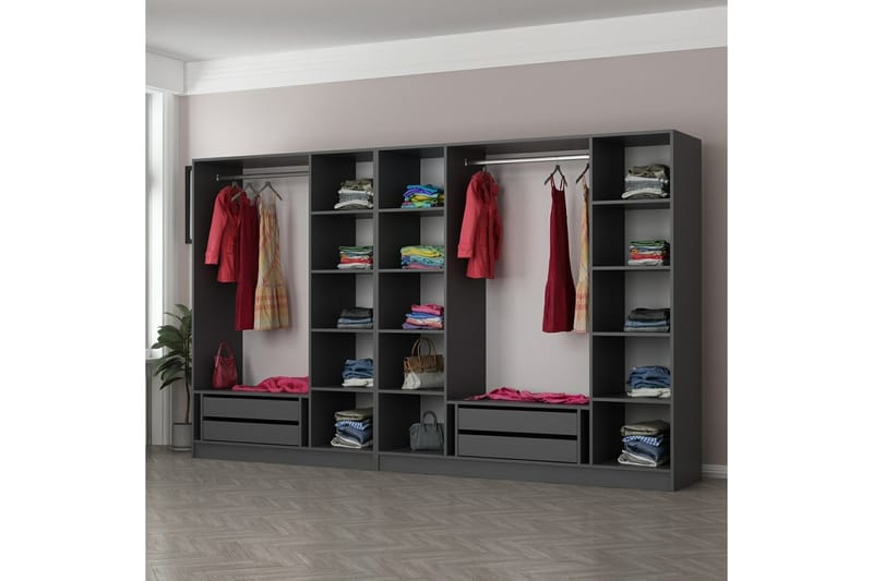 Fruitland Garderobe 315 cm - Antrasitt - Oppbevaring - Klesoppbevaring - Garderober & garderobesystem