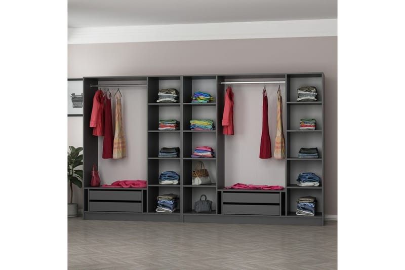 Fruitland Garderobe 315 cm - Antrasitt - Oppbevaring - Klesoppbevaring - Garderober & garderobesystem