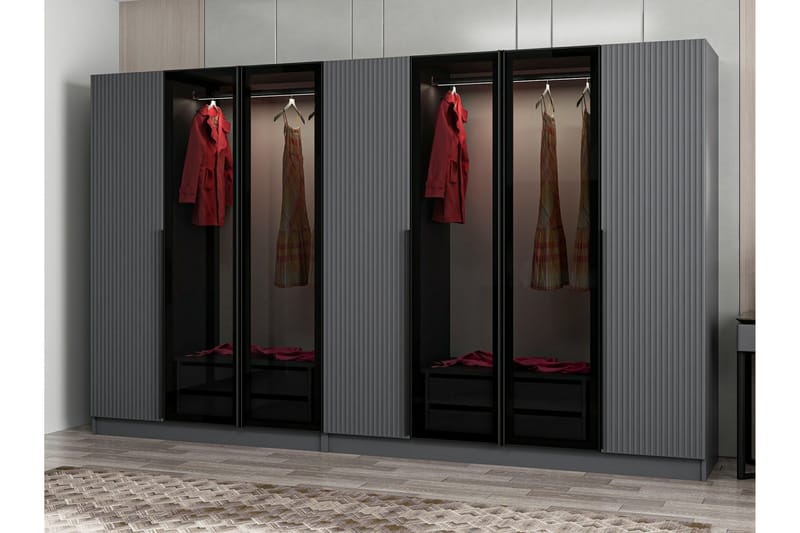 Fruitland Garderobe 315 cm - Antrasitt - Oppbevaring - Klesoppbevaring - Garderober & garderobesystem