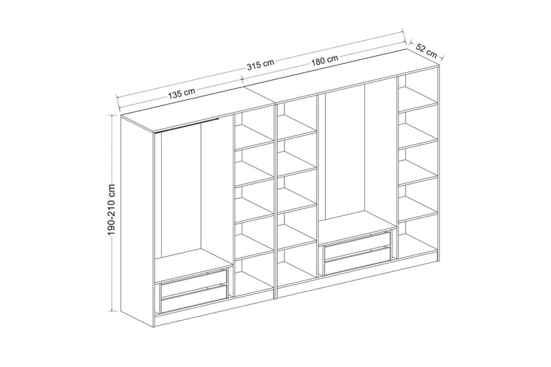 Fruitland Garderobe 315 cm - Eik - Oppbevaring - Klesoppbevaring - Garderober & garderobesystem