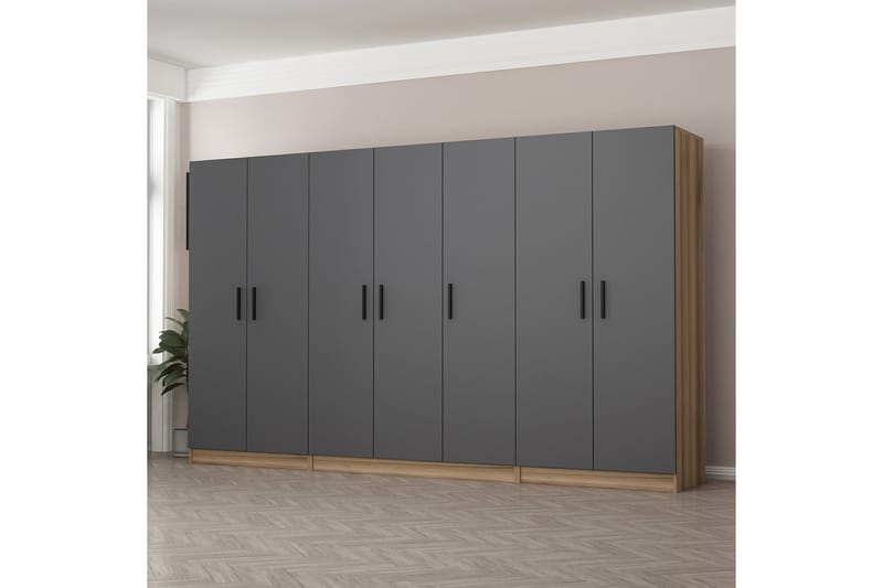 Fruitland Garderobe 315 cm - Grå/Brun - Oppbevaring - Klesoppbevaring - Garderober & garderobesystem