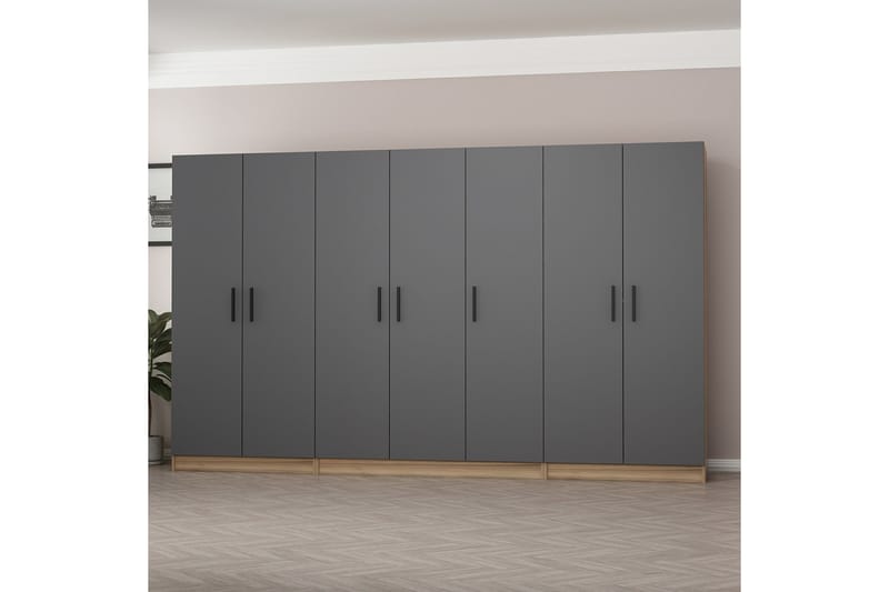 Fruitland Garderobe 315 cm - Grå/Brun - Oppbevaring - Klesoppbevaring - Garderober & garderobesystem