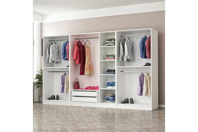 Fruitland Garderobe 315 cm - Hvit - Oppbevaring - Klesoppbevaring - Garderober & garderobesystem