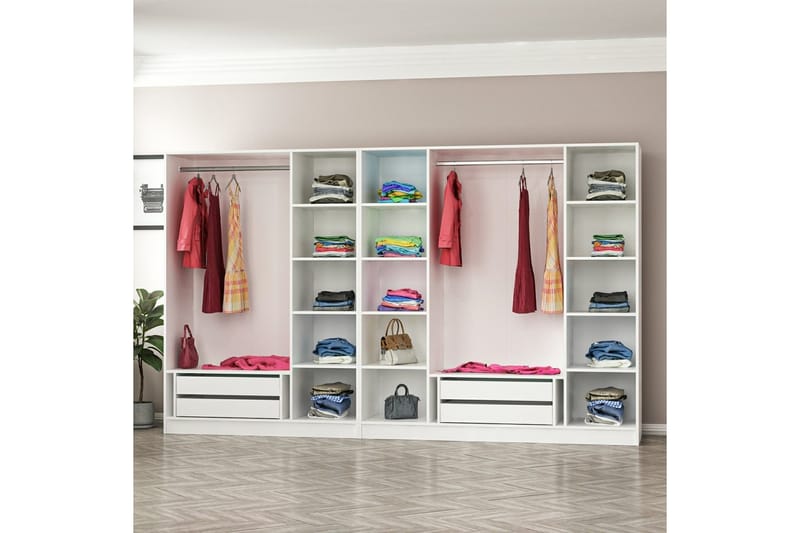 Fruitland Garderobe 315 cm - Hvit - Oppbevaring - Klesoppbevaring - Garderober & garderobesystem