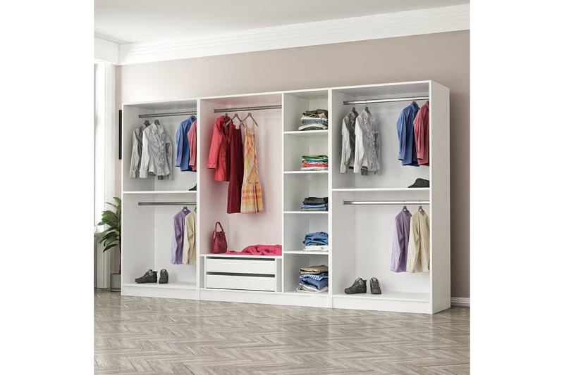 Fruitland Garderobe 315 cm - Hvit - Garderober & garderobesystem - Garderobeskap & klesskap