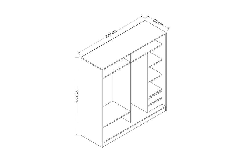 Fruitland Garderobe med Speil - Brun - Oppbevaring - Klesoppbevaring - Garderober & garderobesystem