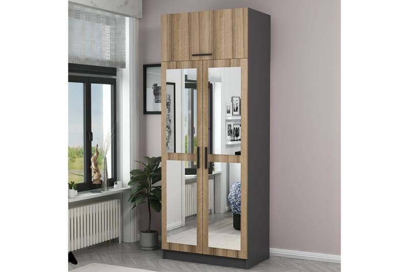 Fruitland Garderobe med Speil - Eik - Oppbevaring - Klesoppbevaring - Garderober & garderobesystem