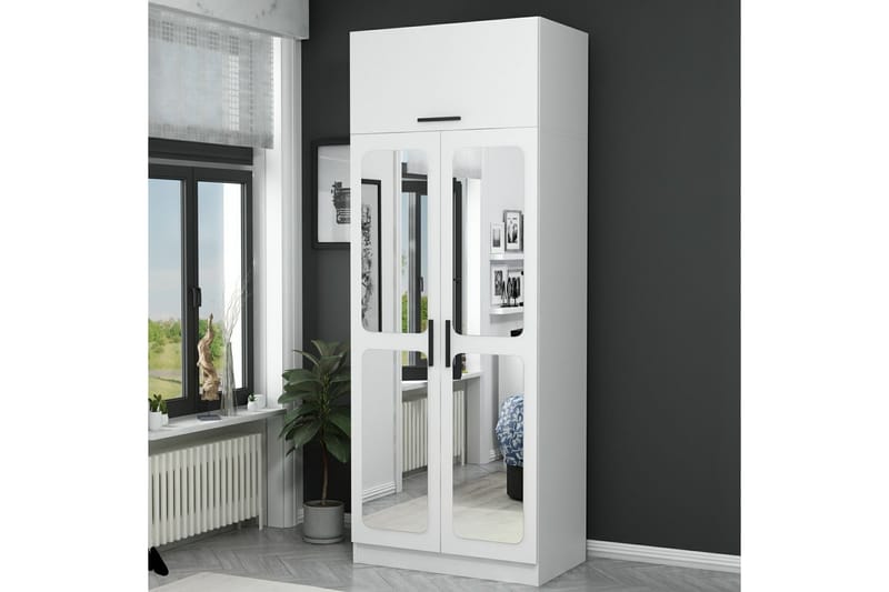 Fruitland Garderobe med Speil - Hvit - Oppbevaring - Klesoppbevaring - Garderober & garderobesystem