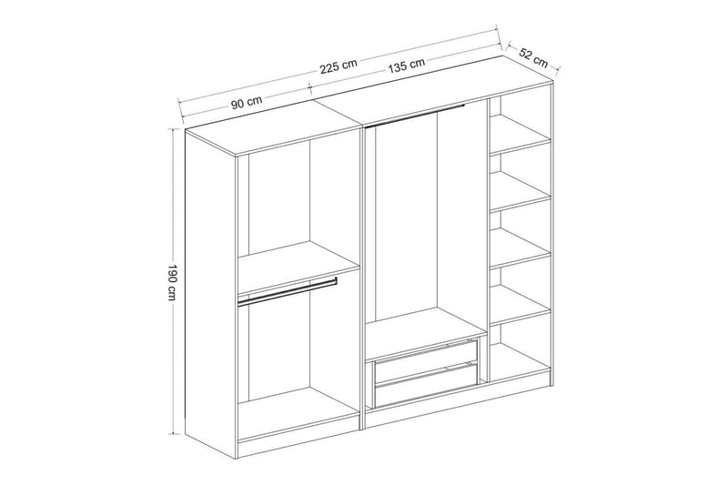 Fruitland Garderobe med Speil - Valnøtt - Oppbevaring - Klesoppbevaring - Garderober & garderobesystem