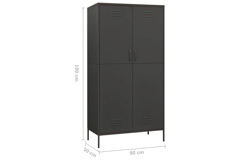 Garderobe antrasitt 90x50x180 cm stål - Antrasittgrå - Oppbevaring - Klesoppbevaring - Garderober & garderobesystem