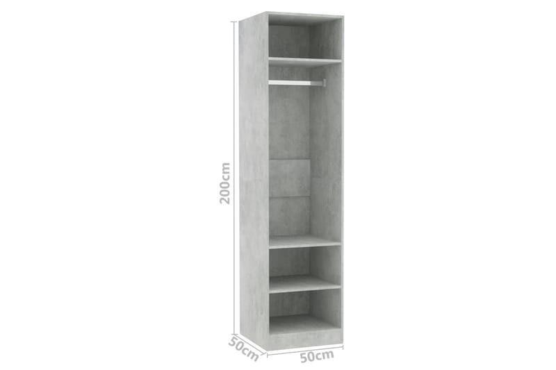 Garderobe betonggrå 50x50x200 cm sponplate - Grå - Oppbevaring - Klesoppbevaring - Garderober & garderobesystem