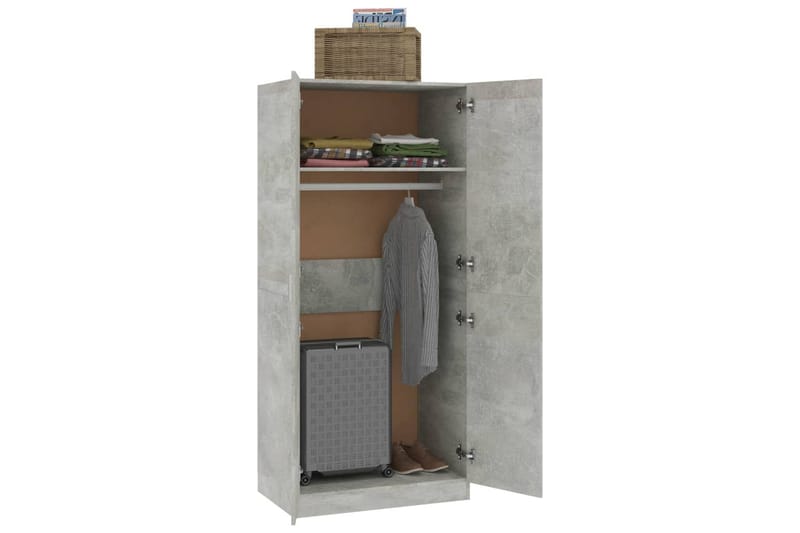 Garderobe betonggrå 80x52x180 cm sponplate - Oppbevaring - Klesoppbevaring - Garderober & garderobesystem