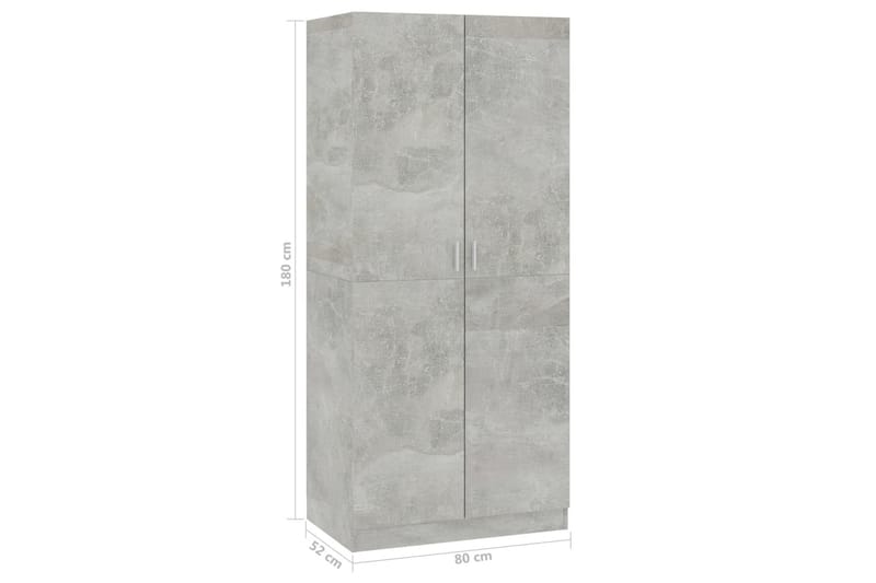 Garderobe betonggrå 80x52x180 cm sponplate - Oppbevaring - Klesoppbevaring - Garderober & garderobesystem