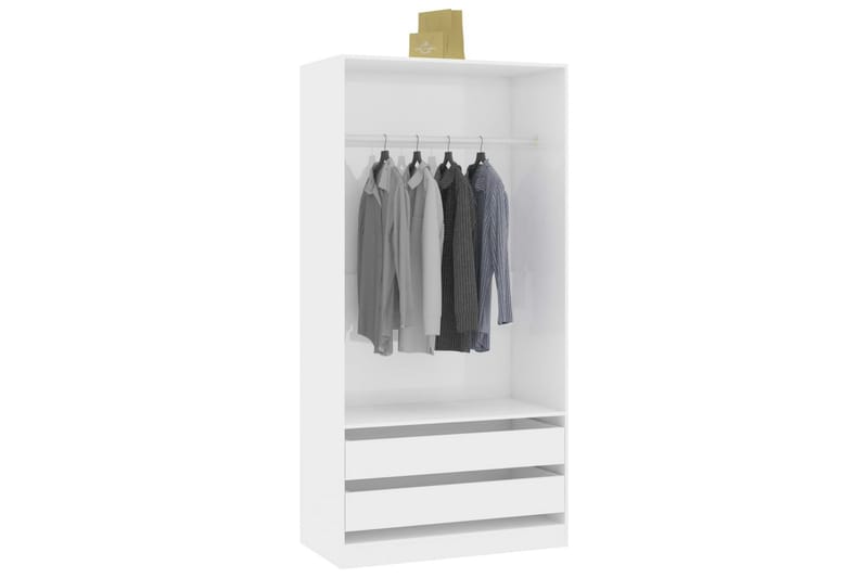 Garderobe høyglans hvit 100x50x200 cm sponplate - Hvit - Oppbevaring - Klesoppbevaring - Garderober & garderobesystem