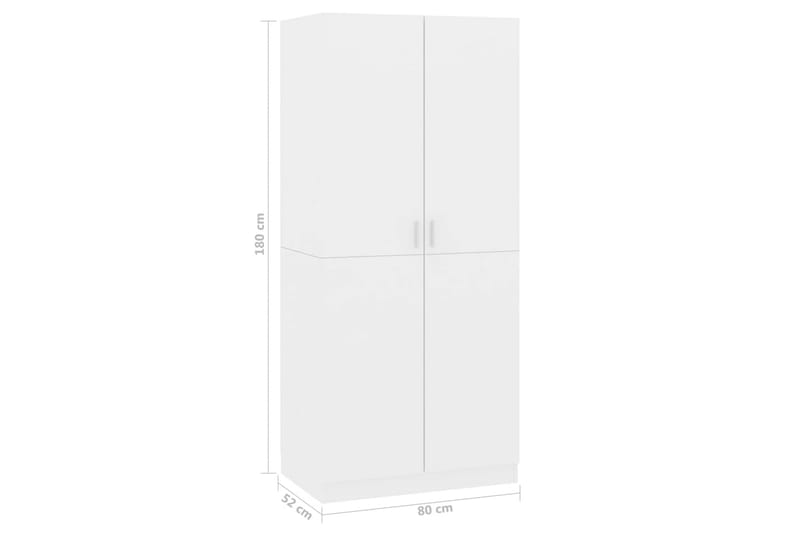 Garderobe høyglans hvit 80x52x180 cm sponplate - Oppbevaring - Klesoppbevaring - Garderober & garderobesystem