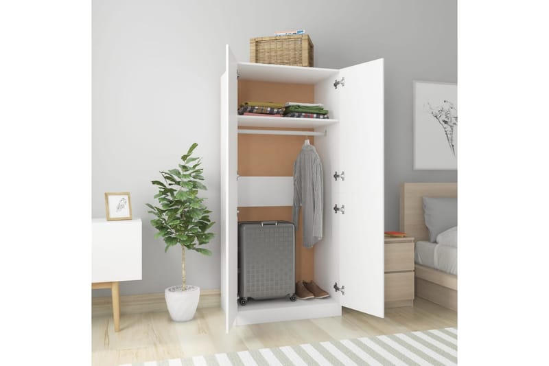 Garderobe hvit 80x52x180 cm sponplate - Oppbevaring - Klesoppbevaring - Garderober & garderobesystem