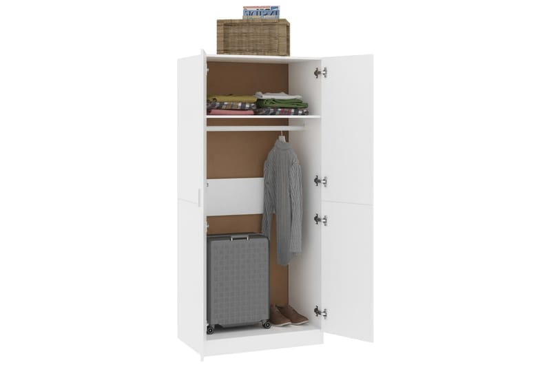 Garderobe hvit 80x52x180 cm sponplate - Oppbevaring - Klesoppbevaring - Garderober & garderobesystem