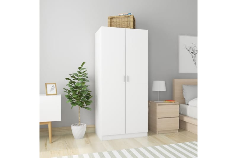 Garderobe hvit 80x52x180 cm sponplate - Oppbevaring - Klesoppbevaring - Garderober & garderobesystem