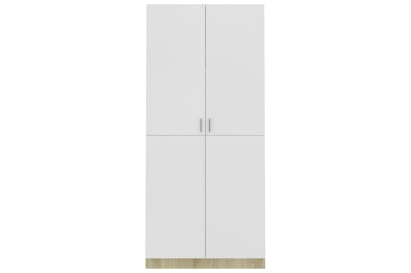 Garderobe hvit og sonoma eik 90x52x200 cm sponplate - Oppbevaring - Klesoppbevaring - Garderober & garderobesystem