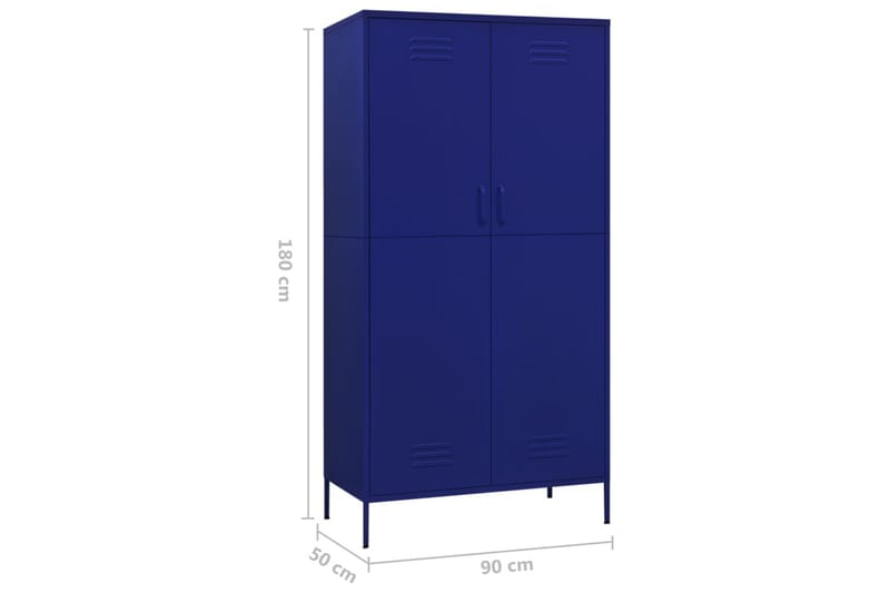 Garderobe marineblå 90x50x180 cm stål - Blå - Oppbevaring - Klesoppbevaring - Garderober & garderobesystem