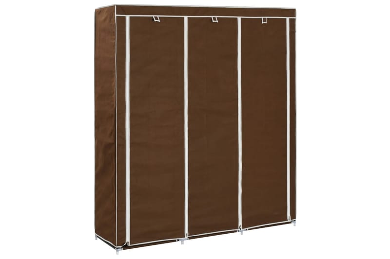 Garderobe med skap og stenger brun 150x45x175 cm stoff - Oppbevaring - Klesoppbevaring - Garderober & garderobesystem