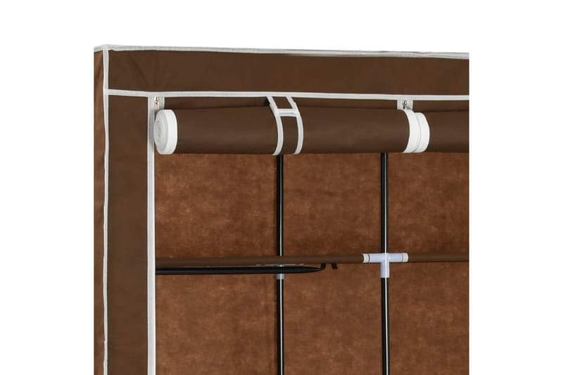 Garderobe med skap og stenger brun 150x45x175 cm stoff - Oppbevaring - Klesoppbevaring - Garderober & garderobesystem