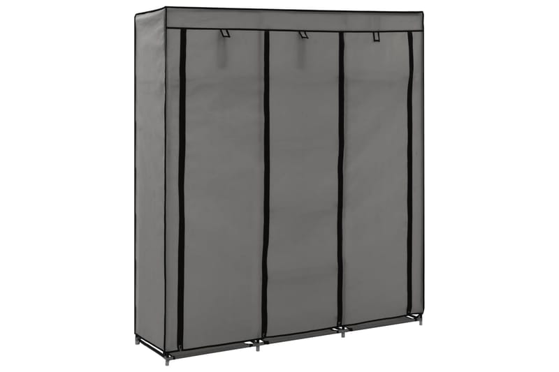 Garderobe med skap og stenger grå 150x45x175 cm stoff - Oppbevaring - Klesoppbevaring - Garderober & garderobesystem