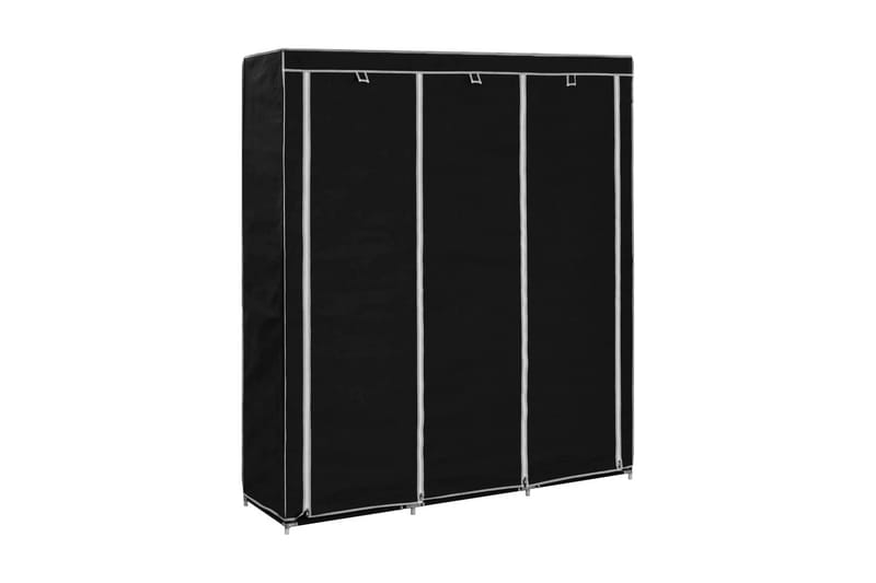 Garderobe med skap og stenger svart 150x45x175 cm stoff - Oppbevaring - Klesoppbevaring - Garderober & garderobesystem