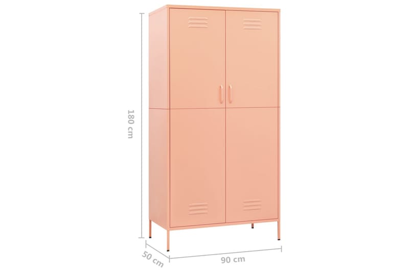 Garderobe rosa 90x50x180 cm stål - Rosa - Oppbevaring - Klesoppbevaring - Garderober & garderobesystem