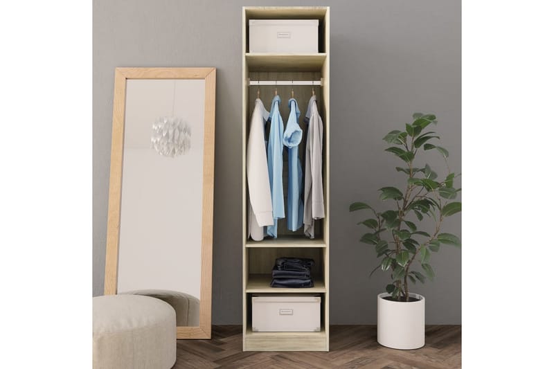 Garderobe sonoma eik 50x50x200 cm sponplate - Brun - Oppbevaring - Klesoppbevaring - Garderober & garderobesystem